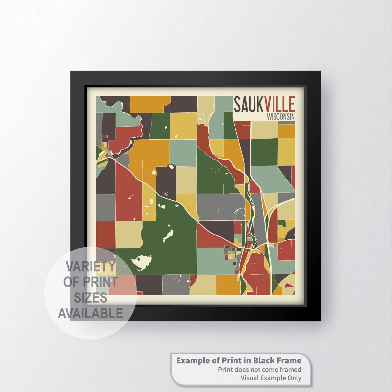 Saukville Wisconsin Art Map Print Ozaukee County by James Etsy