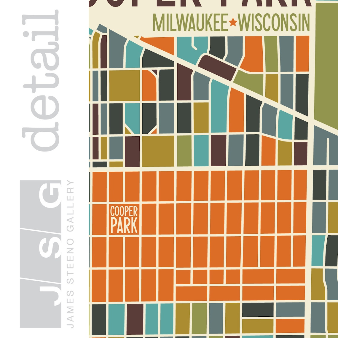 Cooper Park Milwaukee Wisconsin Neighborhood Art Map Print Etsy