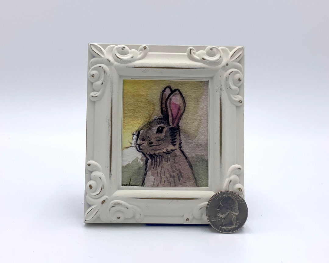 Bunny Rabbit Framed Miniature Watercolor Art Print by James Steeno Mini ...