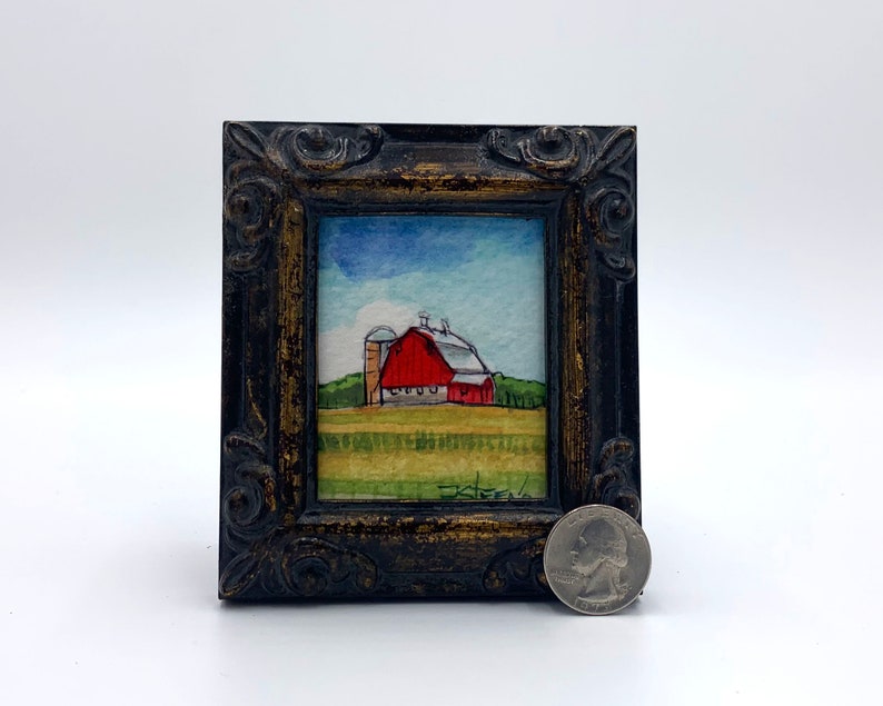 Red Barn Framed Miniature Watercolor Art Print by James Steeno Etsy