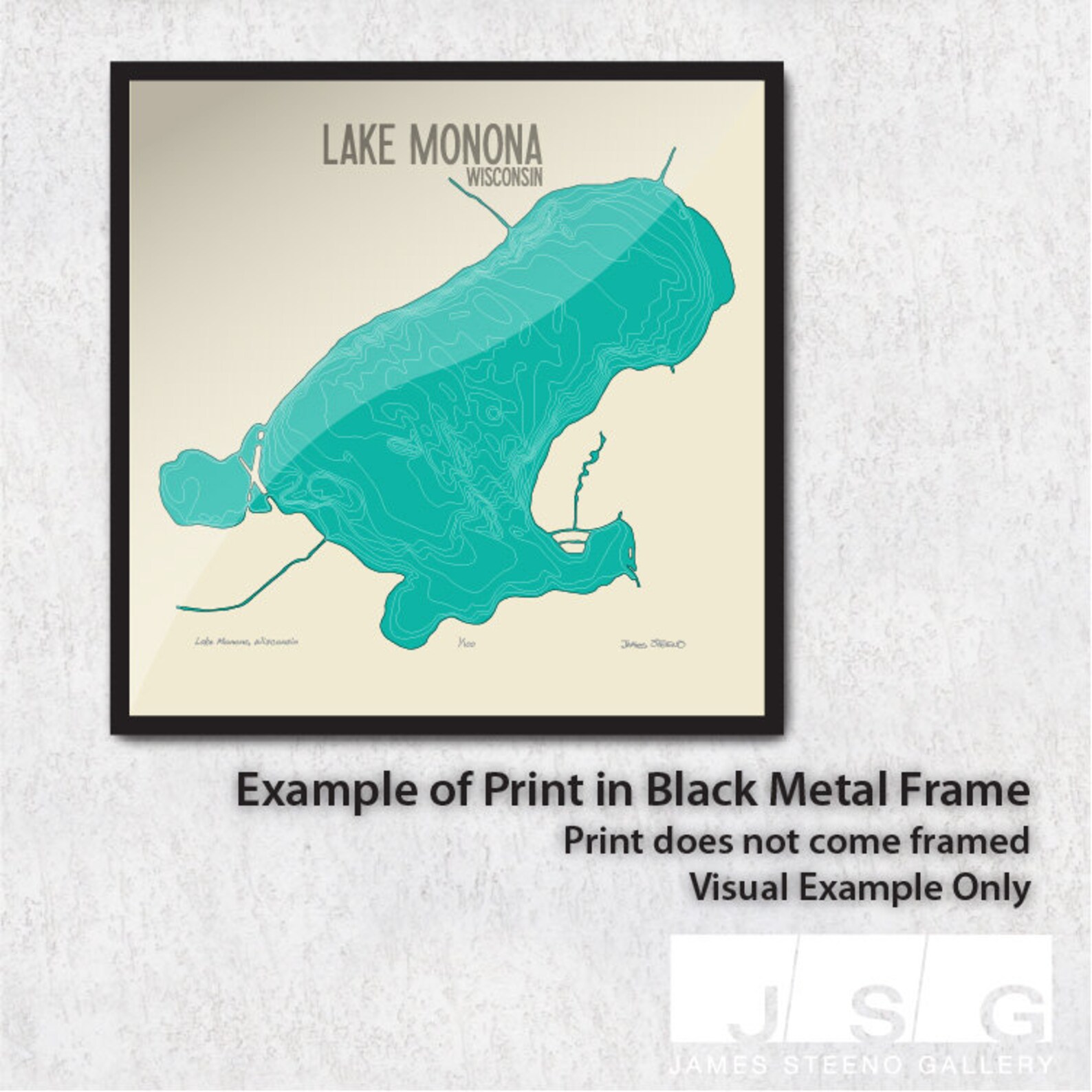 Lake Monona Art Map Print madison and Monona Wisconsin Dane Etsy