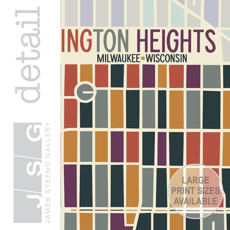 Washington Heights Neighborhood Milwaukee Wisconsin Art Map Etsy