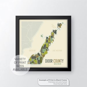 Door County, Wisconsin Art Map Print by James Steeno (Fish Creek, Sister Bay, Ephraim, Lake Michigan, Washington Island, Sturgeon Bay)