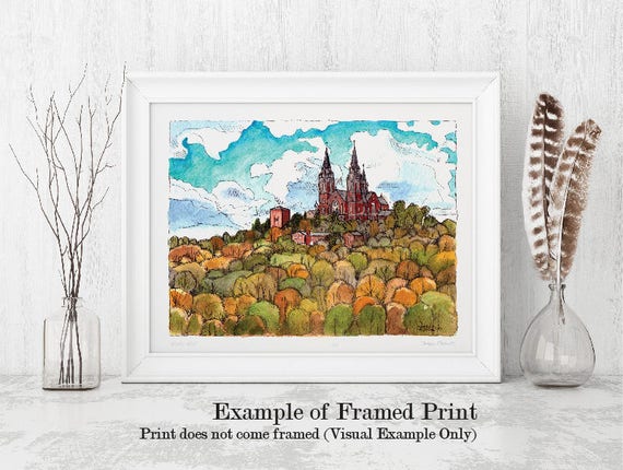 Holy Hill Basilica Hubertus Wisconsin Watercolor Art Print By | Etsy