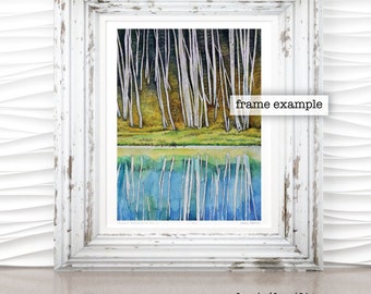 Forest Reflection No. 4 Watercolor Art Print by James Steeno (Tree Art, Woodland Art, Forest Art, Birch Trees)