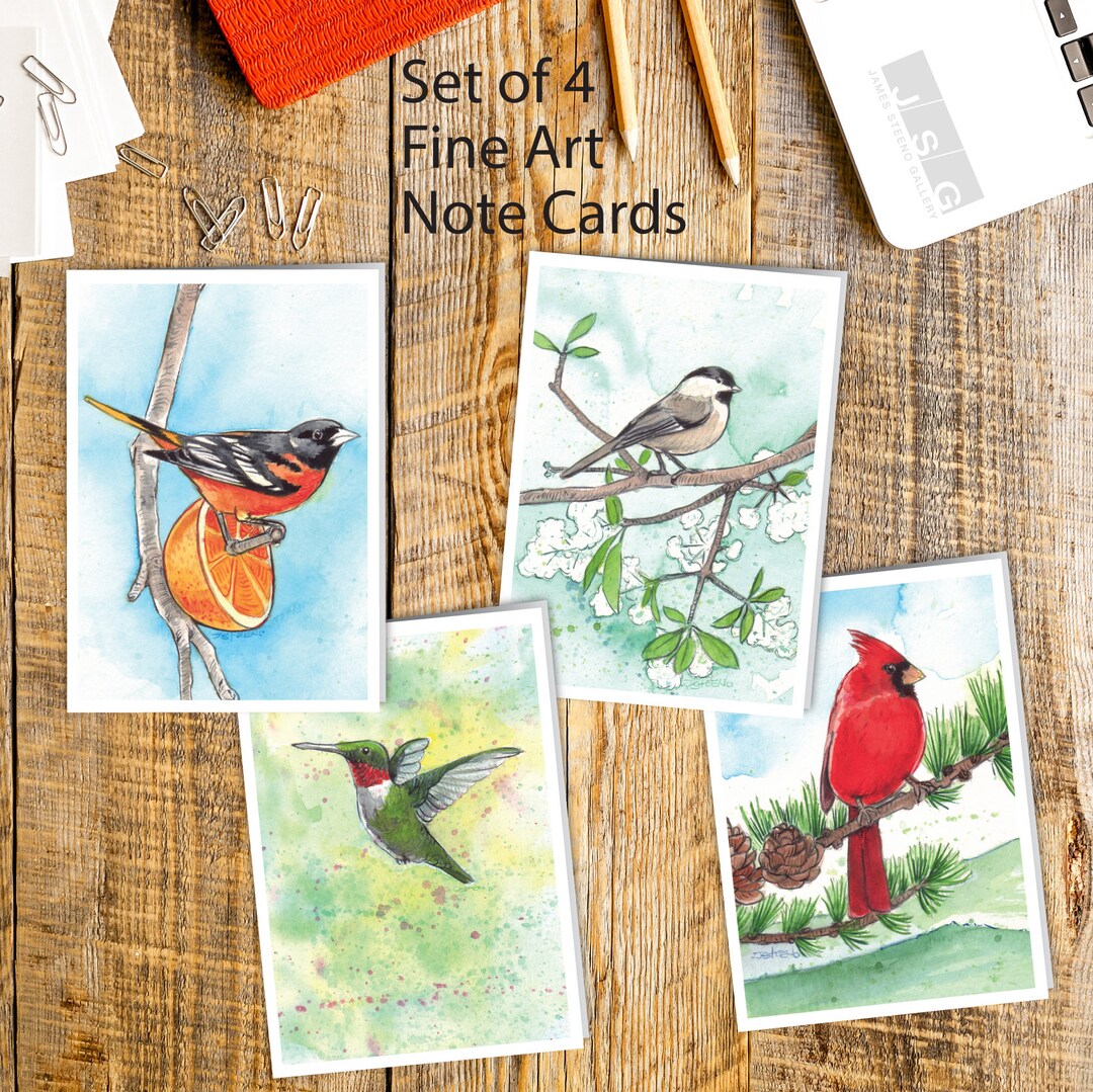 Backyard Birds Watercolor Note Card Set of 4 by James Steeno Greeting ...