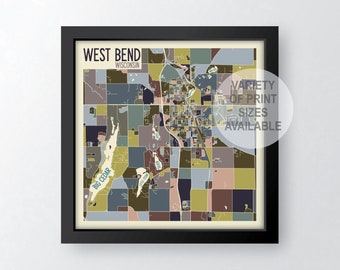 West Bend, Wisconsin Art Map Print (Washington County) by James Steeno