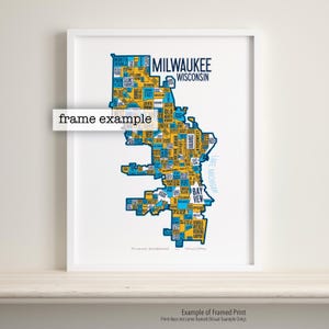 Impression d'art carte typographie Milwaukee Wisconsin City of Neighbourhoods par James Steeno (MKE)