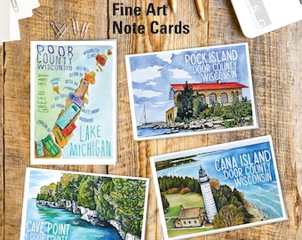 Door County Wisconsin Note Card Set of 4 by James Steeno Fine Art Greeting Cards Thank You Blank Inside All Occassion Cards