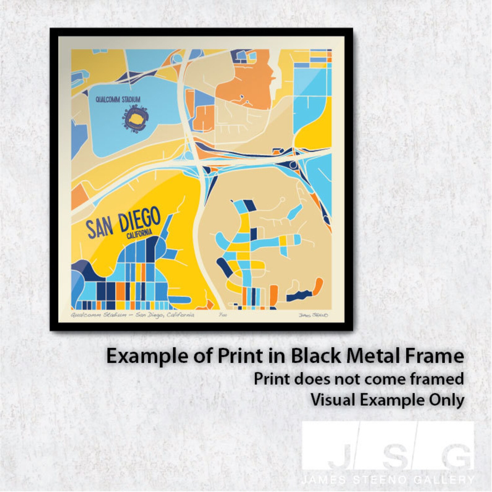 Qualcomm Stadium San Diego California Art Map Print by James  Etsy