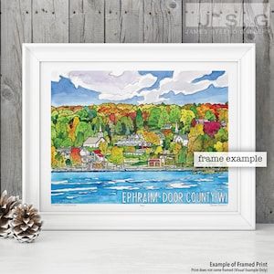 Ephraim, Wisconsin Pen, Ink and Watercolor Art Print by James Steeno (Eagle Harbor Door County)