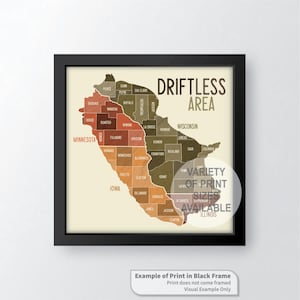 "Driftless Gebietskarte ""Kunstdruck"" von James Steeno (Wisconsin, Minnesota, Iowa, Illinois)"