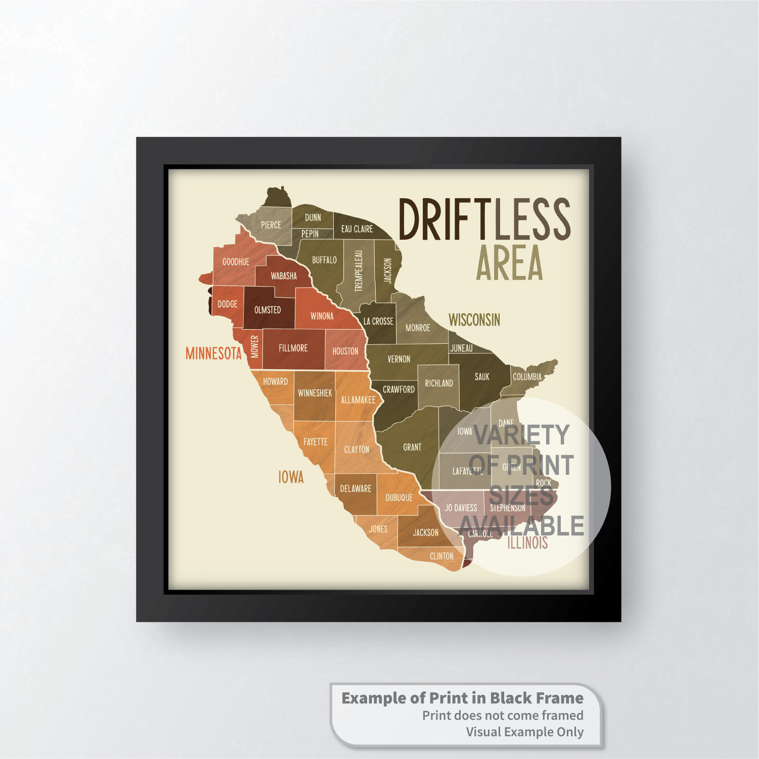 Driftless Area Minnesota Map Driftless Area Art Map Print By James Steeno Wisconsin | Etsy Ireland
