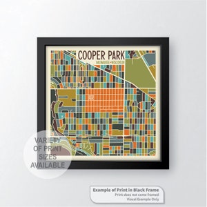 Cooper Park - Impression de carte artistique du quartier de Milwaukee, Wisconsin par James Steeno
