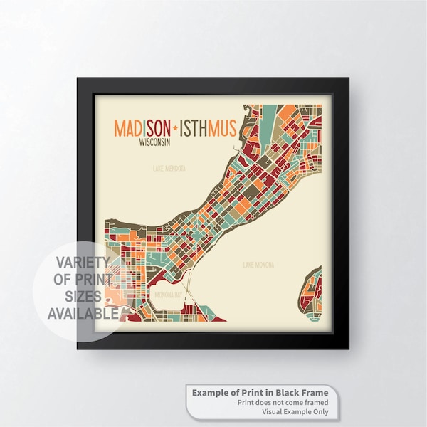 Isthmus – Madison, Wisconsin Art Map Print (Dane County) by James Steeno