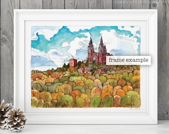 Holy Hill Basilica Hubertus Wisconsin Watercolor Art Print by James Steeno