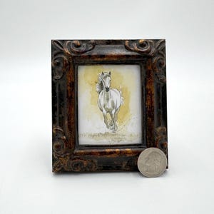 Running Horse Framed Miniature  Watercolor Art Print by James Steeno Mini Art, Small Art, Tiny Art, Animal Art, Miniature Art, Horse Art