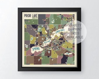 Prior Lake Minnesota Art Map Print by James Steeno (Scott County)