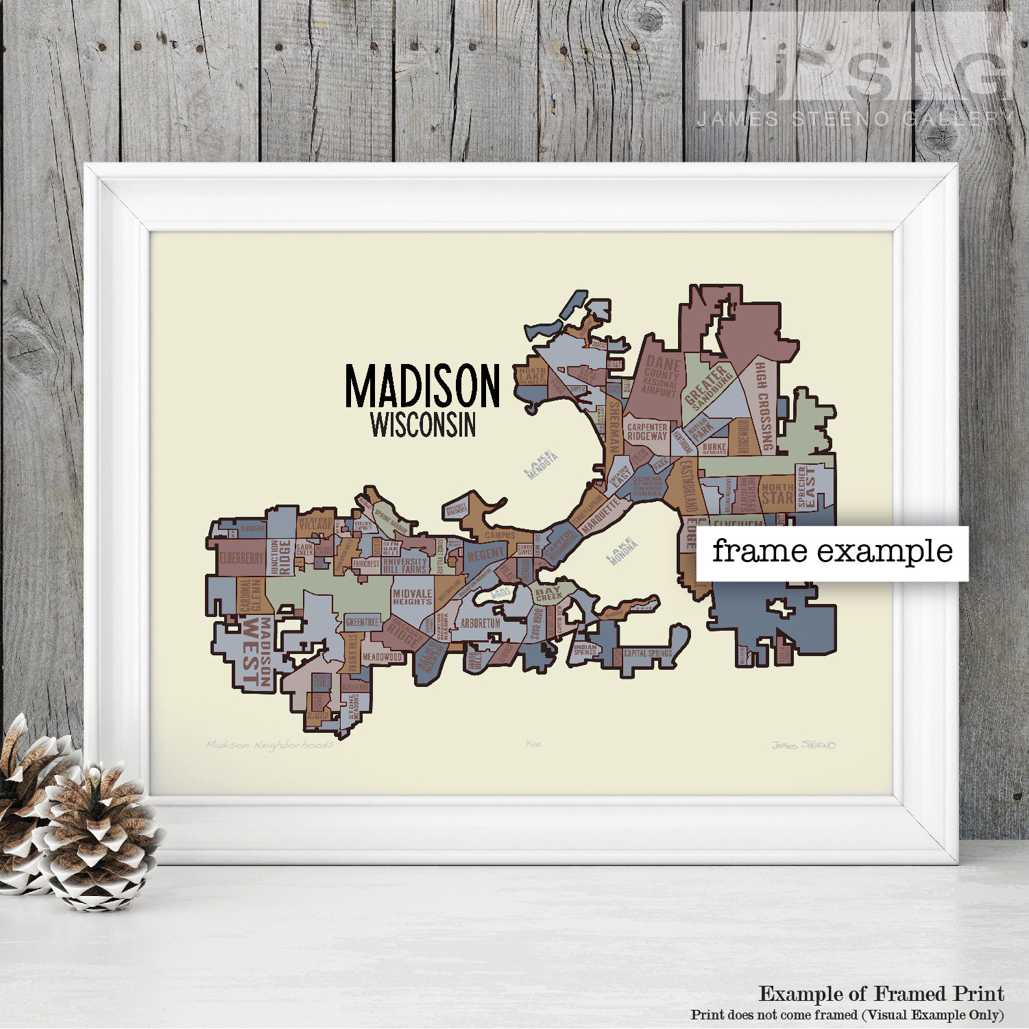Madison Wisconsin Neighborhoods Typography Map Art Print by James ...