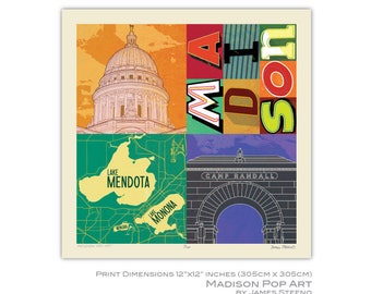 Madison Wisconsin Pop Art Print by James Steeno