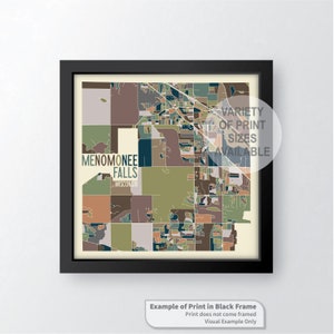 Menomonee Falls, Wisconsin Art Map Print (Waukesha County) door James Steeno