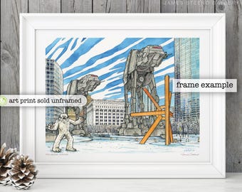 Milwaukee Winter Pen, Ink and Watercolor Art Print by James Steeno (Milwaukee County) Wisconsin