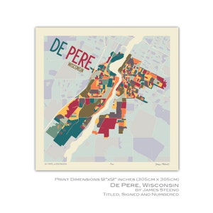 De Pere, Wisconsin Art Map Print (Brown County) by James Steeno