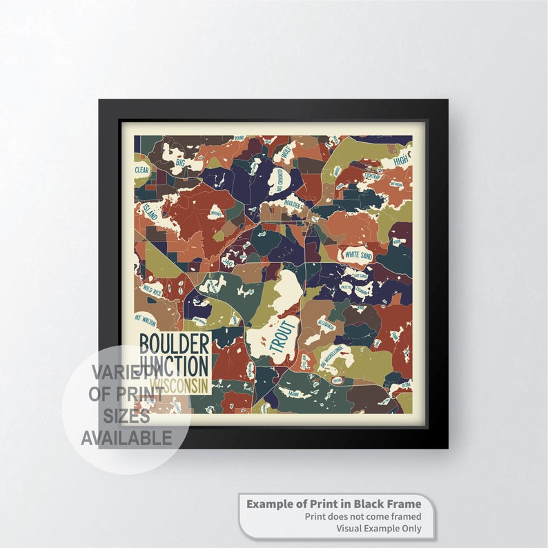 Boulder Junction Wisconsin Art Map Print by James Steeno Etsy