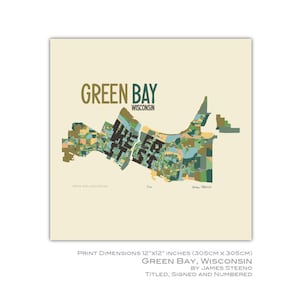 Green Bay, Wisconsin Kunstdruck Stadtplan (Brown County) von James Steeno