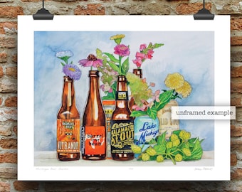 Michigan Beer Garden Watercolor Art Print by James Steeno