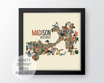 Madison, Wisconsin Art Map Print (Dane County) by James Steeno