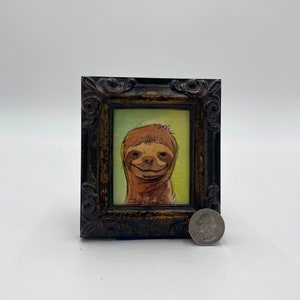 Sloth Framed Miniature Watercolor Art Print by James Steeno Mini Art, Small Art, Tiny Art, Animal Art