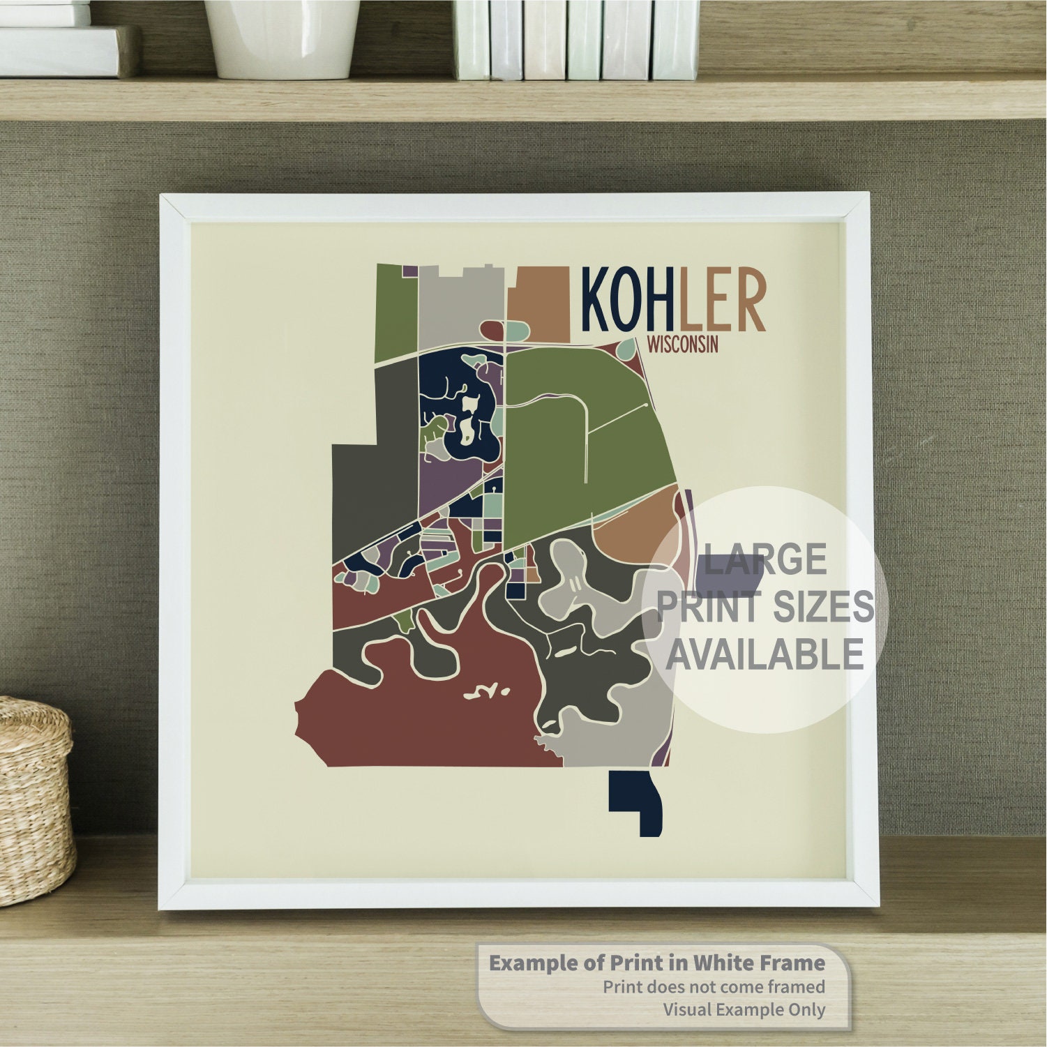 Kohler, Wisconsin Art Map Print sheboygan County by James Steeno - Etsy
