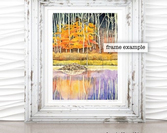 Forest Reflection No. 2 Watercolor Art Print by James Steeno (Tree Art, Woodland Art, Forest Art, Birch Trees)