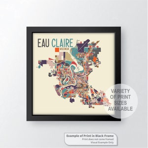 Eau Claire, Wisconsin Art Map Print (Chippewa and Eau Claire Counties) by James Steeno