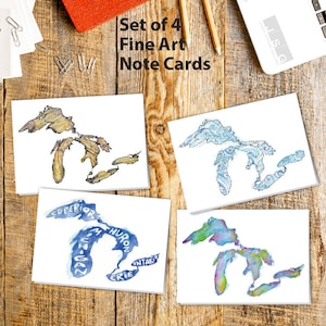 Great Lakes Aquarell Notizkarten 4er Set von James Steeno Grußkarten Danke Blanko Inside All Occassion Cards