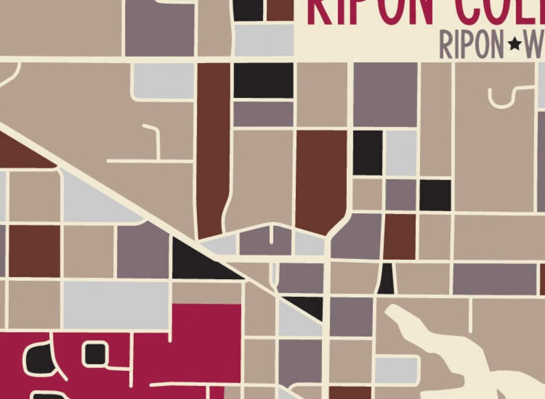 Ripon College Ripon Wisconsin Campus Art Map Print par | Etsy