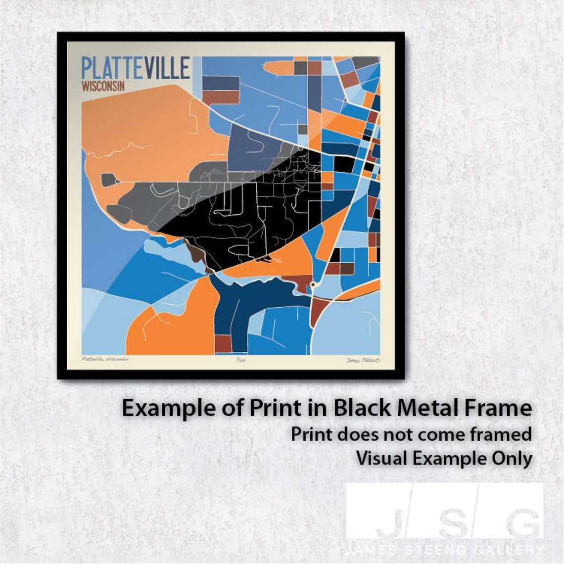 Platteville Wisconsin Univeristy Campus Art Map Print by Etsy