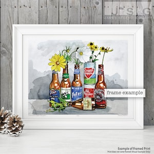 Wisconsin Beer Bouquet Watercolor Art Print by James Steeno (Wisconsin Beer Garden)