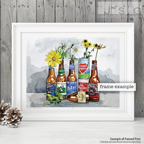 wawawa■ Budweiser パブミラー M・モンロー フォトアート Wisconsin Beer Bouquet Watercolor Art Print by James Steeno