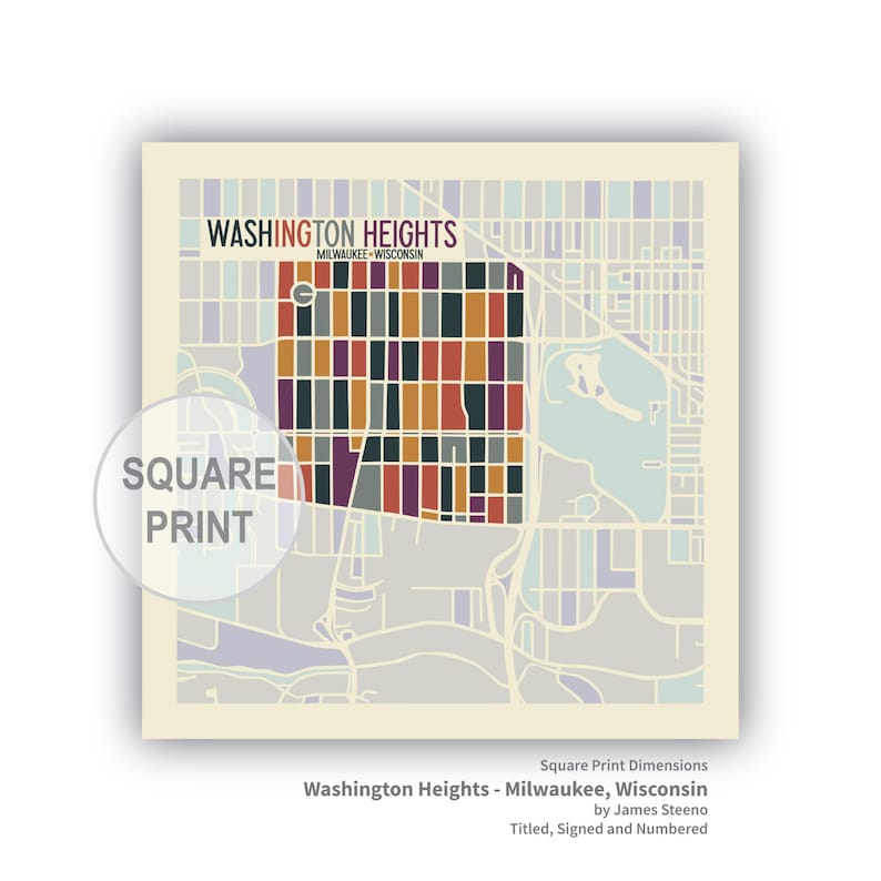 Washington Heights Neighborhood Milwaukee Wisconsin Art Map Etsy