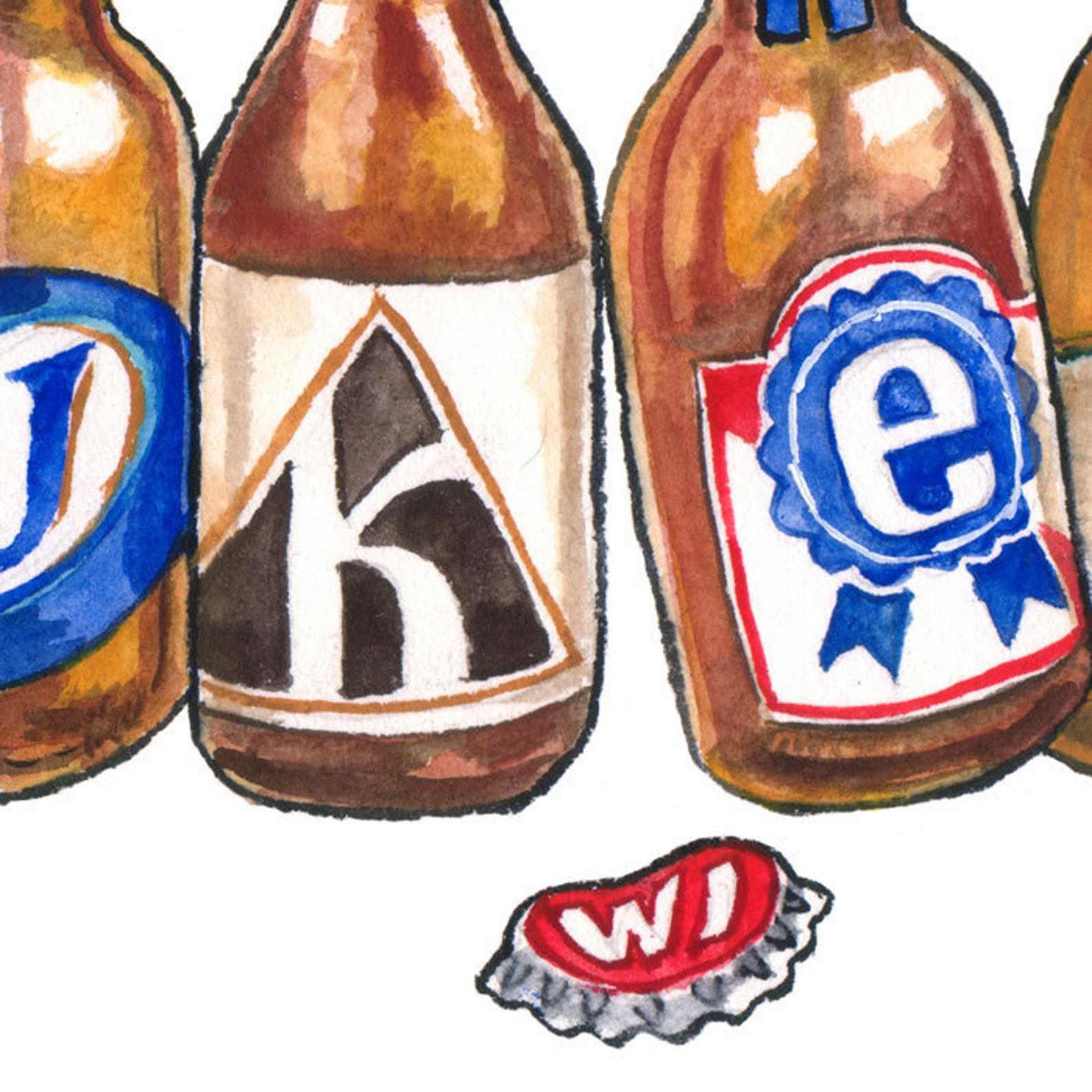 Milwaukee Brew Town Beers Wisconsin Illustrated Watercolor Art Etsy