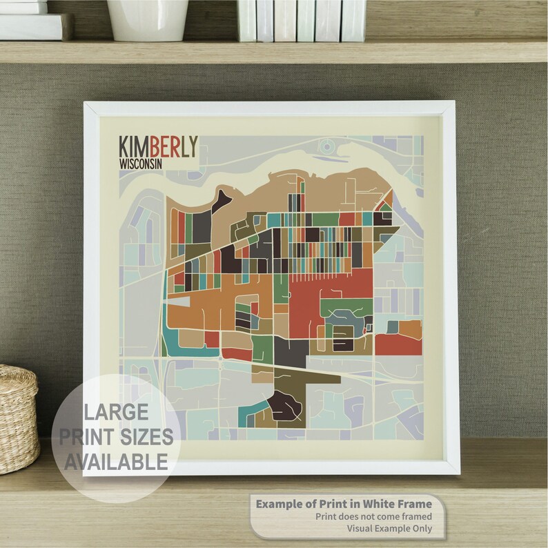 Kimberly Wisconsin Art Map Print outagamie County by James Etsy