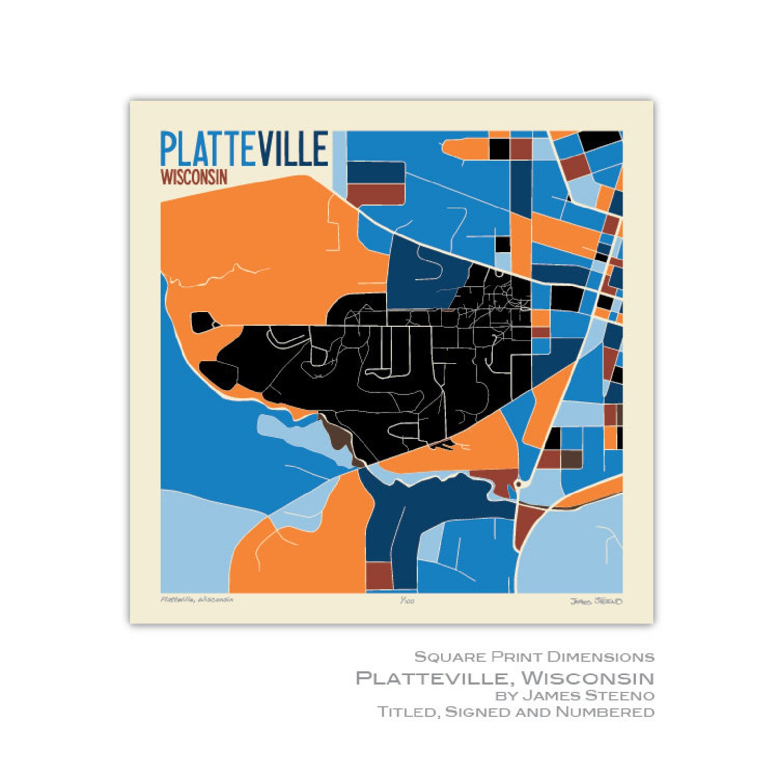 Platteville Wisconsin Univeristy Campus Art Map Print by - Etsy