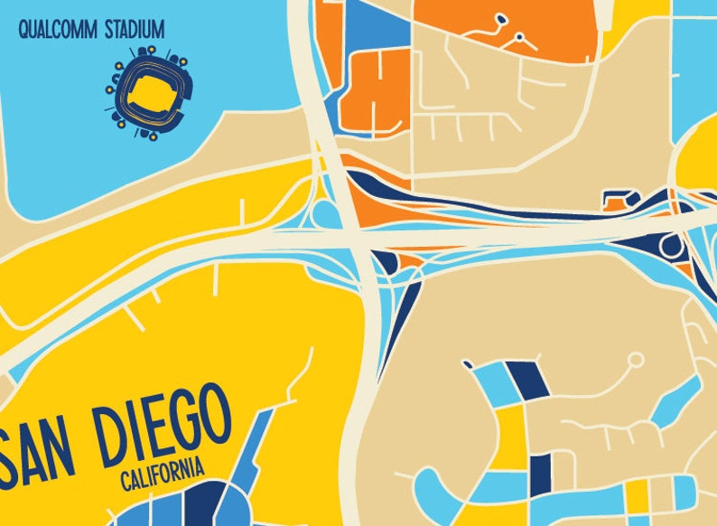 Qualcomm Stadium San Diego California Art Map Print by James - Etsy