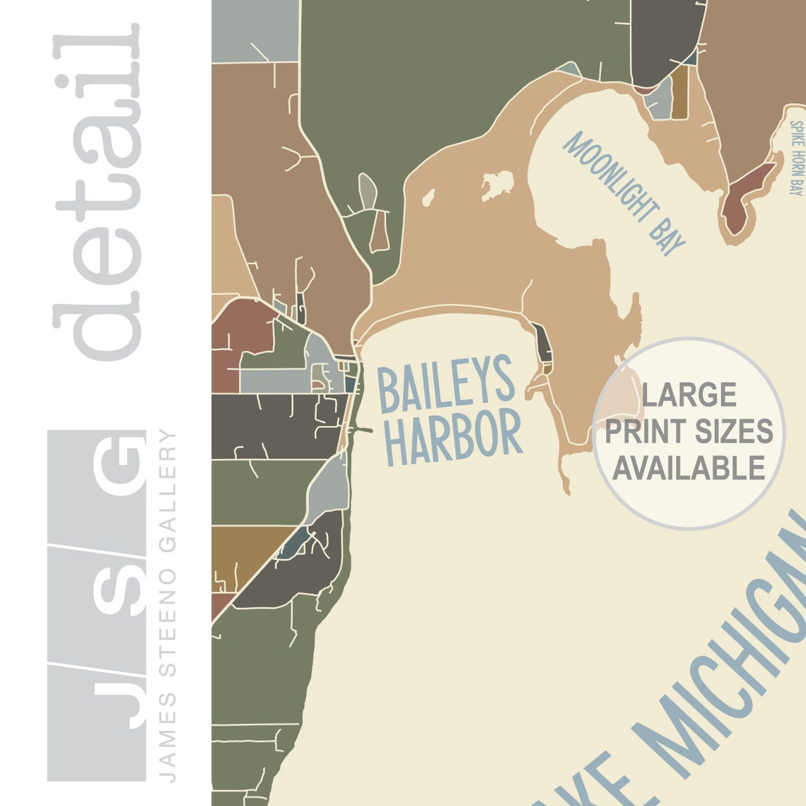 Baileys Harbor Wisconsin Art Map Print by James Steeno door Etsy Norway