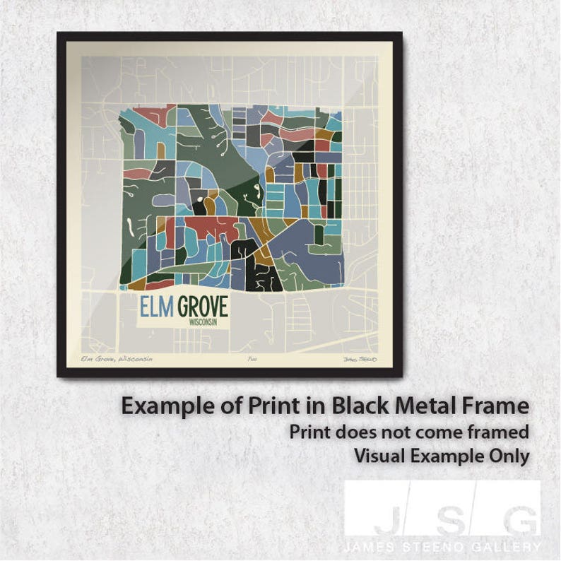 Elm Grove Wisconsin City Art Map Print waukesha County by Etsy