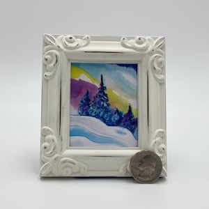 Winter Evergreens Framed Miniature Watercolor Art Print by James Steeno Mini Art, Small Art, Tiny Art, Tree Art, Winter Art, Snow Art