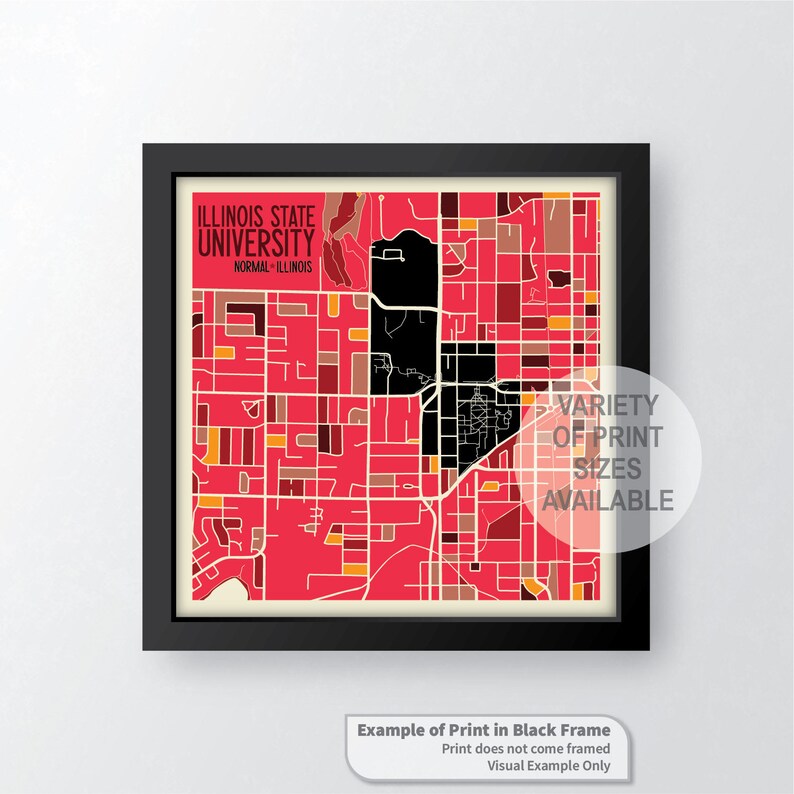 Illinois State University Normal Illinois Campus Art Map Etsy