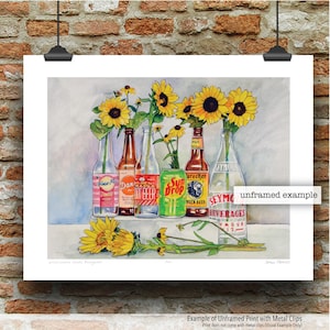Wisconsin Soda Bouquet Watercolor Art Print by James Steeno (floral art, flower art, soda pop, rootbeer, ginger beer)